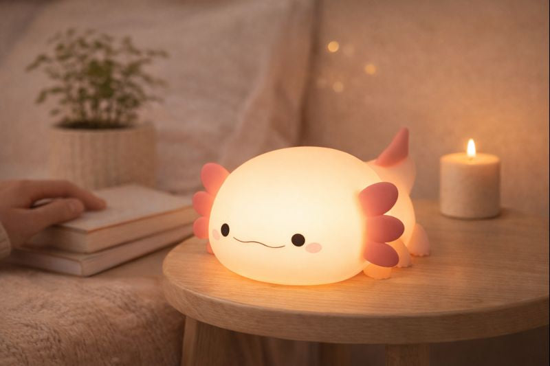 Axolotl LED Night Lamp – Cute Silicone Bedside Light